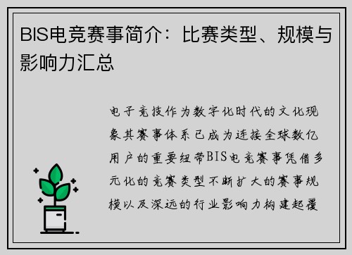 BIS电竞赛事简介：比赛类型、规模与影响力汇总